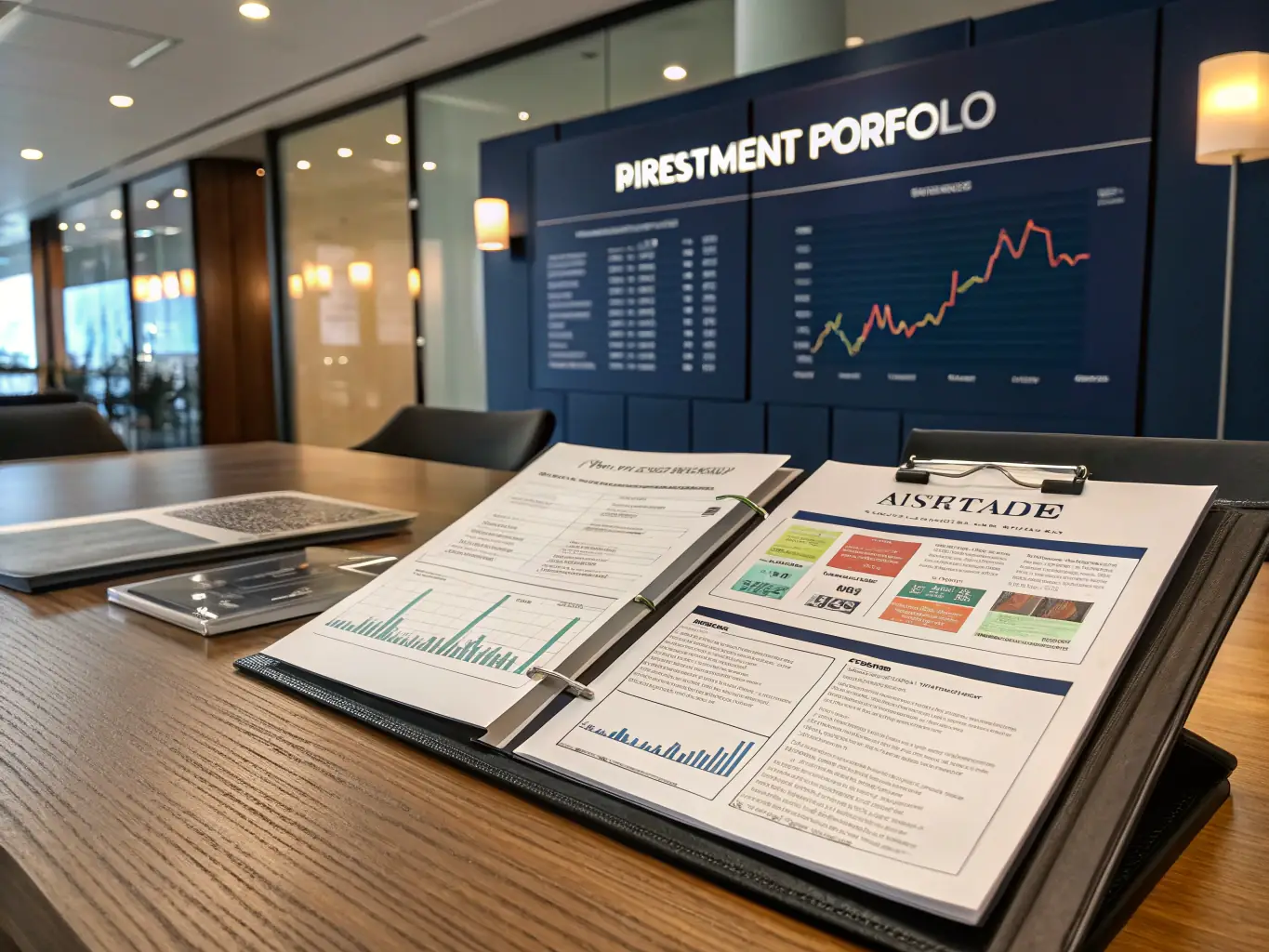 A diverse portfolio showing stocks, bonds, and real estate investments, symbolizing a balanced approach to financial growth.